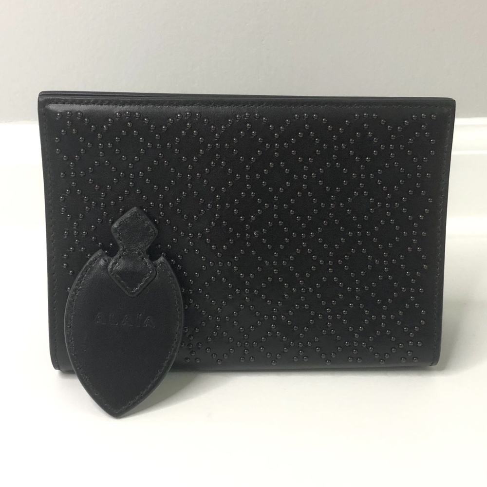 Alaia Black Leather Studded Magnetic Small Clutch
